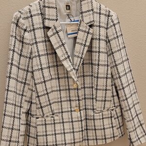 NWT Annie klein suit jacket white & black plaid w/silver sparkles size XL